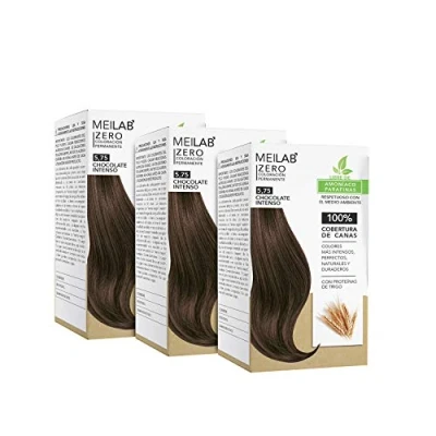 Imagen de MEILAB Tinte permanente sin amoniaco Pack de 3 unidades Color Castaño claro chocolate #5 75