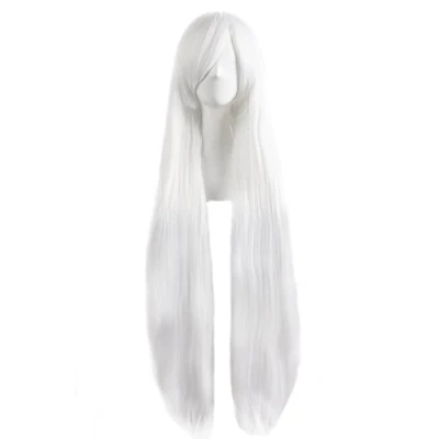 Imagen de Mapofbeauty 40 Pulgadas/100cm Blanco Traje de Cosplay Peluca Larga Recta Moda Fiesta