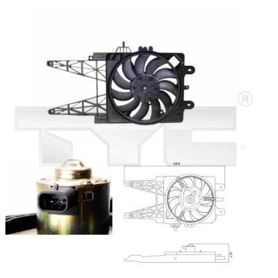 Imagen de TYC 809 0008 Ventilador de radiador para vehículos sin aire acondicionado 315 110 con bastidor (armazón) FIAT: Punto II Hatchback