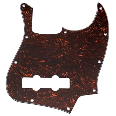 Imagen de Musiclily 10 Agujeros Jazz Bass Pickguard Golpeador para Fender American/México Standard Bajo Estilo J, 4 capas Red Tortoise