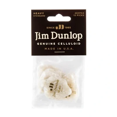Imagen de JIM DUNLOP Púas Genuine Celluloid Classic, Saco de 12, Blanco Perlado, duro