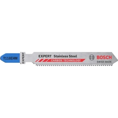 Imagen de Bosch Professional 3x Hojas de Sierra calar Expert ‘Stainless Steel’ T 118 EHM (para Láminas acero inoxidable, Longitud 83 mm, accesorios calar)