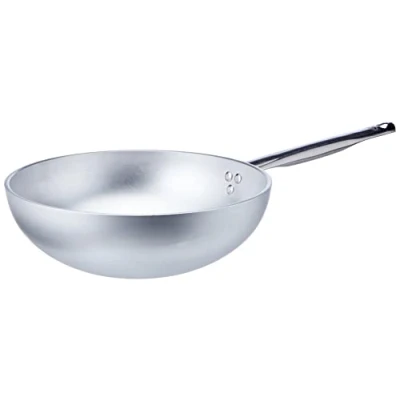 Imagen de Ollas Agnelli Wok radiantes, Aluminio, con Plan de Fondo, manija Acero Inoxidable, Plata, 32 cm