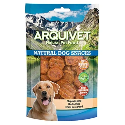 Imagen de Arquivet, Chips de pato para perros, Snacks naturales perro, Golosinas Chuches Premios y recompensas caninas, Comida 100 g