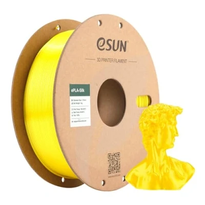Imagen de eSUN Filamento PLA Seda 1.75mm, Sedoso Brillante Impresora 3D PLA, Precisión Dimensional +/ 0.05mm, 1KG Carrete (2.2 LBS) para de Impresión 3D, Amarillo