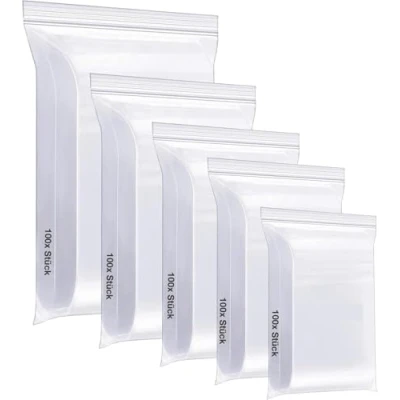 Imagen de Everhomely® Juego de 1000 bolsas con cierre a presión, resistentes y transparentes, pequeñas grandes