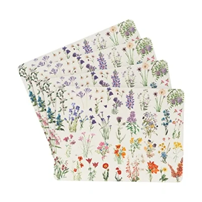 Imagen de Salvamantel Botanical Wild Flowers Set de 4 manteles Individuales Bandeja Decorativa rígida, Resistente al Calor y a los rayones Flores decoración Accesorios