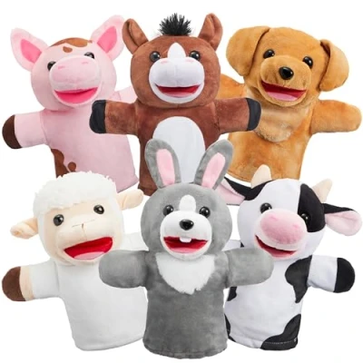 Imagen de JOYIN Animal Amigos Deluxe Marionetas de Mano para Niños con Boca Trabajo (Paquete 6) Juegos Imaginativos