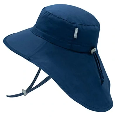Imagen de Jan &amp; Jul Adjustable Adventure Baby Sun Hat for Boy Large Brim (M: 6 24 Months, Navy: Navy Trim)