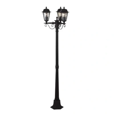 Imagen de Farola exterior &#039;Lamina&#039; en Marrón hecho de Aluminio (3 llamas, E27) Lindby candelabro, lámpara para