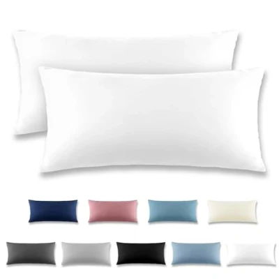 Imagen de REDKEY Funda Almohada Juego de 2 Fundas Almohadas 40x80 cm, con Cremallera Oculta, Transpirable Suave Antiarrugas Microfibra Blanco