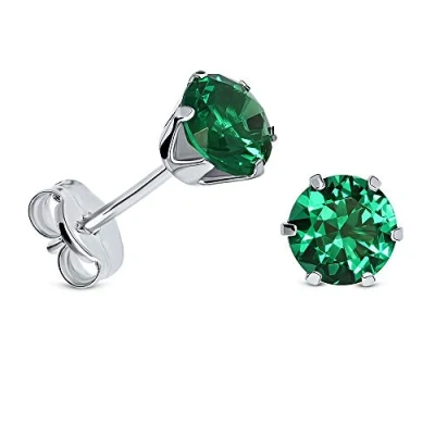 Imagen de Miore pendientes de presion con 6 garras rubí/zafiro/zirconita/esmeralda en oro blanco 9 kt 375 (verde)