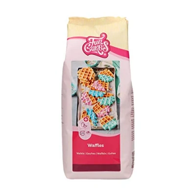 Imagen de FunCakes Preparado para Gofres, Hornea Fácilmente Gofres Belgas Dulces y Robustos, Crujientes. ¡Añada Cristales de Azúcar! 1 Kg. 1000 g