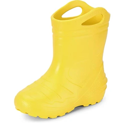 Imagen de Ladeheid Botas de Agua para niños Lluvia Unisexo Zapatos Impermeables Niñas Goma EVA Kids Rainboots Adolescentes KL051 S (Amarillo1, 25 EU)