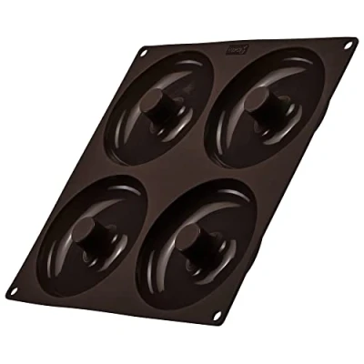 Imagen de Lurch 85088 FlexiForm bagels Molde de silicona para 4 (11,8 cm, 100% libre BPA, silicona), color marrón