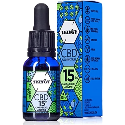 Imagen de Auténtico Aceite CBD Oil 15% Full Spectrum 15ml 2250mg de Cannabidiol Cáñamo Bio enriquecido con 600 gotas Hemp Espectro Completo
