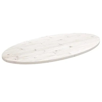 Imagen de vidaXL Tablero de Mesa Ovalado Madera Maciza Pino Blanco 90x45x2,5 cm