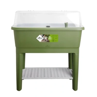 Imagen de Elho Mesa de Cultivo Noa 80 Jardinera elevada con Cubierta y Sistema riego Hierbas plástico 100% Reciclado 78,5 x 34,2 cm Verde/Verde Musgo