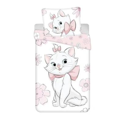 Imagen de Jerry Fabrics Juego de cama Marie Aristochats Flowers, 100% algodón, funda nórdica 140 x 200 cm + almohada 65