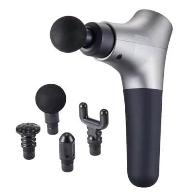 Imagen de VEVOR Pistola de Masaje Tejido Profundo, Muscular Percusión, 6 Niveles Velocidad y 4 Cabezales, 2500 mAh, para Aliviar el Dolor, Relajación Muscular, 260 x 160 63 mm
