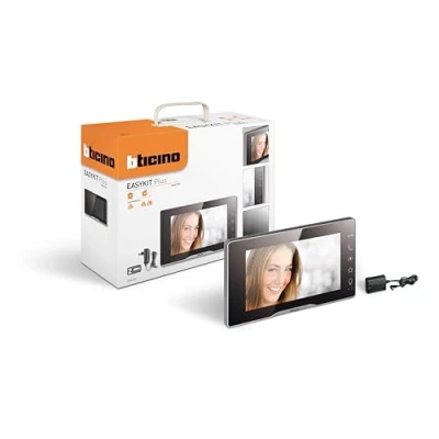 Imagen de Bticino 334253 Videoportero con monitor interno adicional de 2 cables, 7 pulgadas a color manos libres y fuente alimentación enchufe Plug In, excelente como segunda pantalla para casas