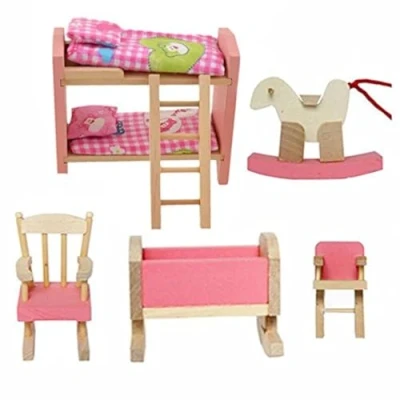 Imagen de Cisixin Los niños Juguetes casa de habitación Conjunto habitacion Mueble Madera para Juguete Ninos