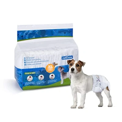 Imagen de Nobleza 12x Pañales para Perros Desechables Hembra Cachorro Entrenamiento Súper Absorbente Envolturas Mascotas Paquete de 12, XL