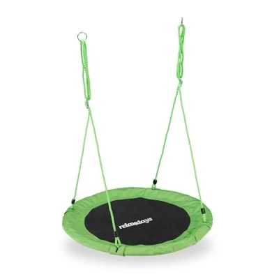 Imagen de Relaxdays Columpio Jardín Nido de Altura Ajustable para Niños y Adultos, hasta 100 kg, Verde, ø 90 cm, Juventud Unisex