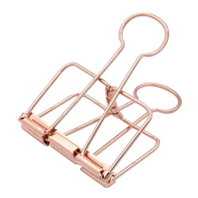 Imagen de Clips extra grandes de 2 pulgadas, abrazaderas papel oro rosa para suministros escolares oficina (15 unidades)