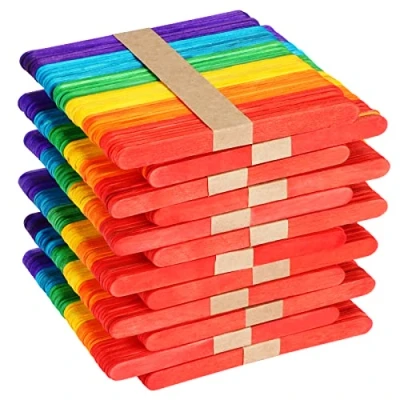 Imagen de 600 palitos de madera,palos madera para manualidades con Punta Redondeada,palos helado,Palos polo DIY 100% Natural Niños y Mayores (Multicolor)
