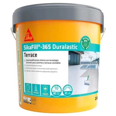 Imagen de SIKA, Revestimiento acrílico, SikaFill 365 Terrace, Blanco, Impermeabilización para cubiertas y terrazas visitables, protección de paredes medianeras puenteo fisuras, 5kg