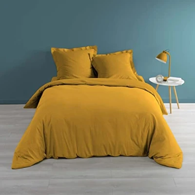Imagen de douceur d&#039;intérieur, Funda nórdica (260 x 240 cm), percalina, Ocre, algodón percal