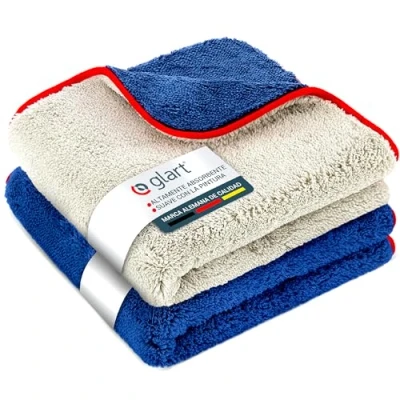 Imagen de Glart 472PP pack de 2 paños microfibra secado, ideales para pulido y limpieza coche, 40x40 cm