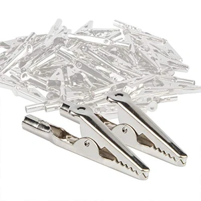 Imagen de YuCool Paquete de 50 clips cocodrilo metal 52 mm, cable prueba eléctrica para trabajos laboratorio