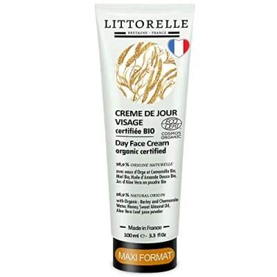 Imagen de Crema Hidratante Facial de Día Piel Sensible 100 ml 99% Origen Natural Certificada Orgánica Ingredientes Bio Agua Cebada, Camomila, Miel, Almendras Dulces, Aloe vera Made in Francia