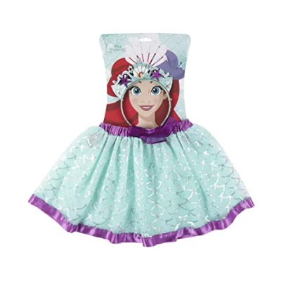Imagen de Set de Belleza La Sirenita Color Azul y Morado Conjunto Completo Incluye Tutú Diadema Ariel con Estilo del Fondo Mar Producto Original Diseñado en España
