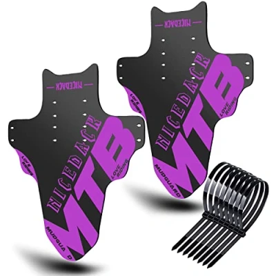 Imagen de NICEDACK Guardabarros para Bicicleta de montaña, 2 Unidades Mudguard Fit 20 a 29 Pulgadas, Delantero y Trasero Compatible, protección contra Salpicaduras (Violeta)