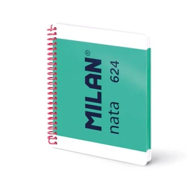 Imagen de MILAN® Cuaderno A5 con espiral y tapa dura, papel cuadriculado, 80 hojas de 95 gr/m², colección nata® 624 since 1918, verde