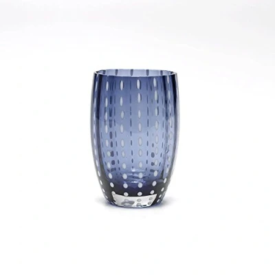 Imagen de Zafferano Perle Vaso Tumbler Hecho a Mano de Vidrio Color Transparente, cl 32 h 109mm d 71mm, Juego 6 Piezas Azul/Gris