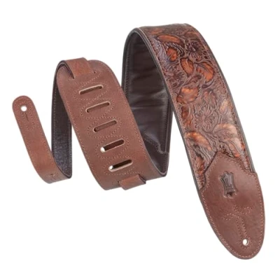 Imagen de Levy&#039;s Sundance Correa de Guitarra Cuero en Relieve 3 Pulgadas Ancho Serie Occidental Bronce Punta Flecha, Whisky geramio, 3&quot; Wide Unisex Adulto