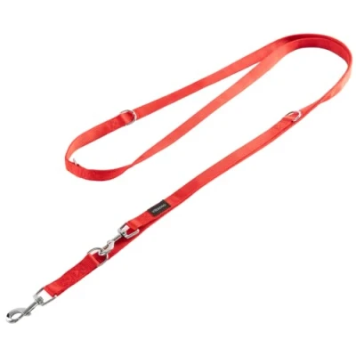 Imagen de Vitazoo Correa de Perro Ajustable a 4 Longitudes Doble para Perros Grandes adiestramiento Larga 3 M en Rojo con Mosquetones