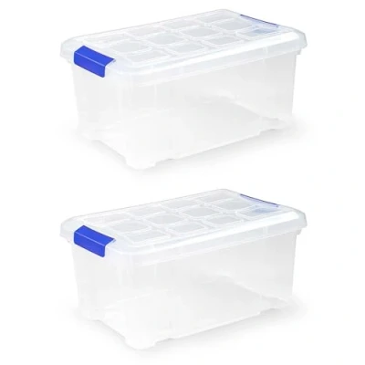 Imagen de AC Pack de 2 Cajas ordenación plástico N.º 10 Tapa Transparente Modelo PF Capacidad 5 litros Dimensiones Aprox.: 19 x 29 14 cm.