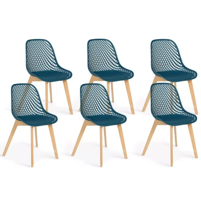 Imagen de 6 sillas de comedor azul pato