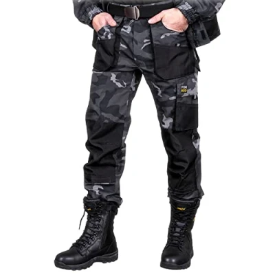 Imagen de REIS FORECO T MOB46 Pantalón de Trabajo para Hombre, Protector, Anticorte, Cargo, 80% Poliéster 20% Algodón, Camuflaje Negro, Talla 46