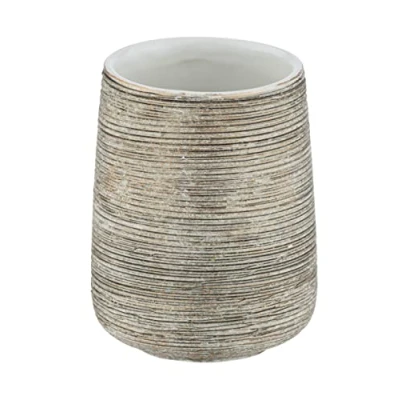Imagen de WENKO Vaso para cepillos de Dientes «Fedio», Soporte y Pasta Dientes, cerámica Fina con una óptica Relieve en Dorado, Pintado a Mano, Ø 8 x 11 cm