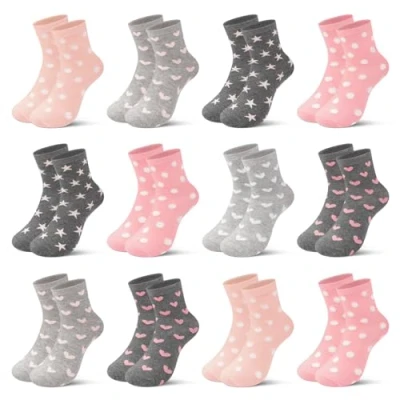Imagen de Libella 12 pare de Calcetines Niña infantiles sin Costuras dulces Lunares y Corazones 2884 23 26