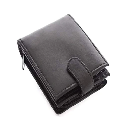 Imagen de Lorenz Cartera de Cuero Suave con Bloqueo RFID para Hombre Compartimento Trasero Cremallera, 11 cm x 9,5 1,5 cm, Black, Talla única, Monederos