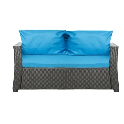 Imagen de Setgarden® cojín para banco de jardín, jardín poliratán, exteriores, acolchado banco, columpio ratán (azul, 120 x 60 50 cm)