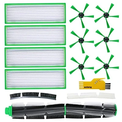 Imagen de Repuestos para accesorios de aspiradora robot Vorwerk Kobold VR200 VR300 4 filtros alergia Hepafilter y 6 cepillos laterales 1 cepillo principal