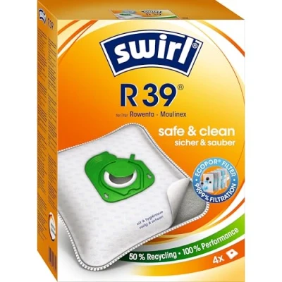 Imagen de Swirl R39/4 R 39 MicroPor Plus Green para Aspiradora Rowenta, Moulinex, Antialergénico, Alta Potencia de Aspiración Permanente, 4 Bolsas + 1 Filtro, Multicolor